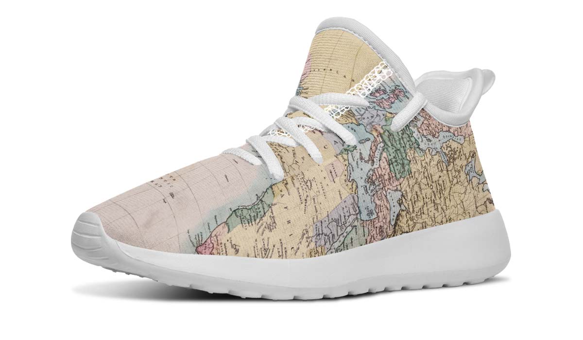 Vintage Geography Globe Kids Sneakers