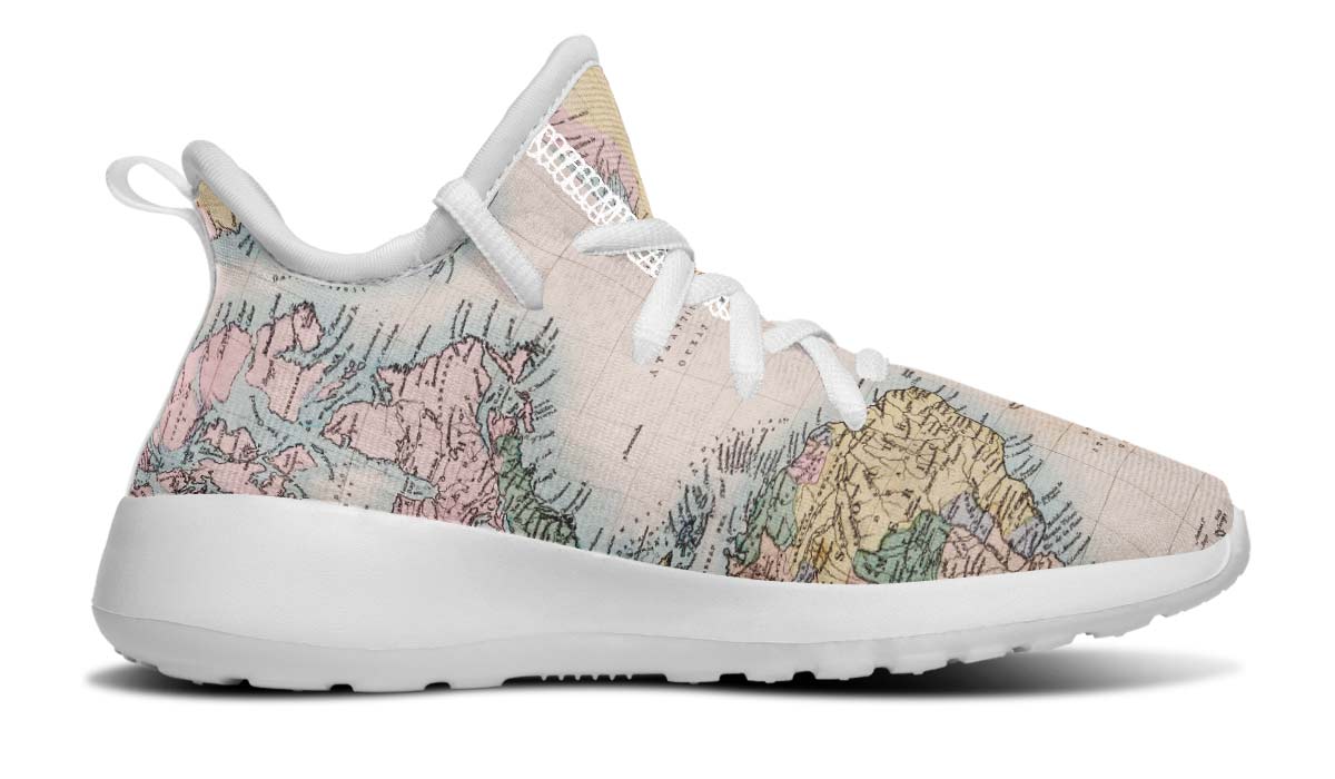 Vintage Geography Globe Kids Sneakers