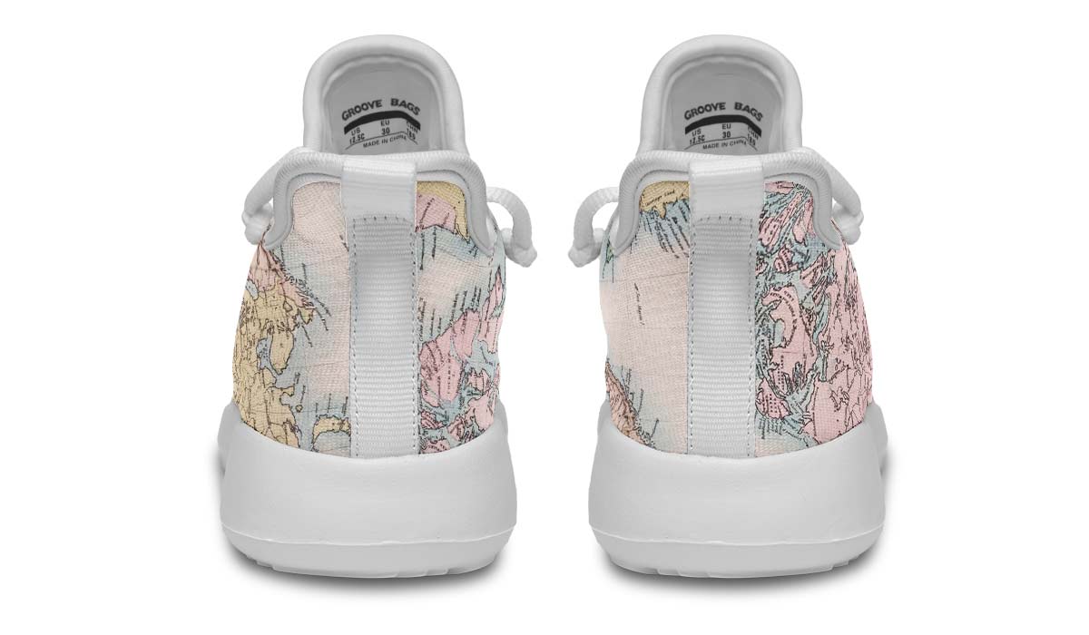 Vintage Geography Globe Kids Sneakers