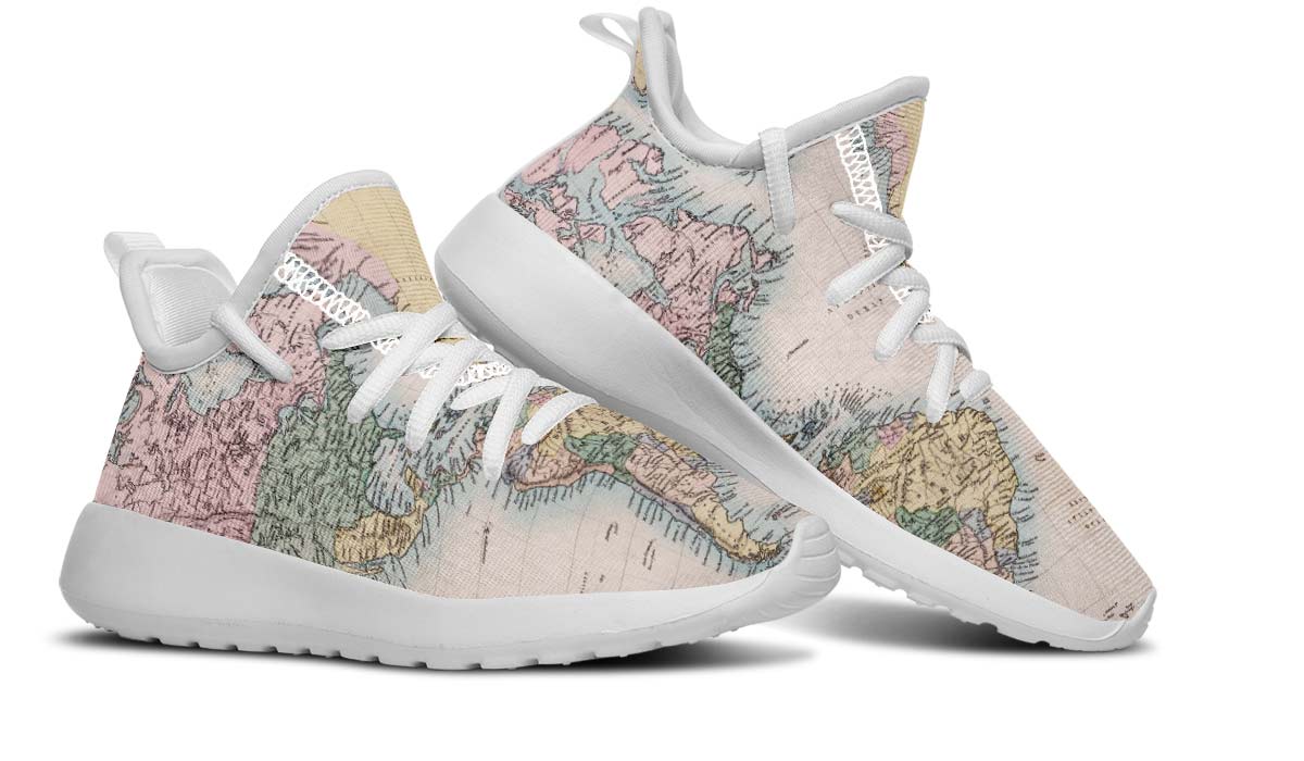 Vintage Geography Globe Kids Sneakers