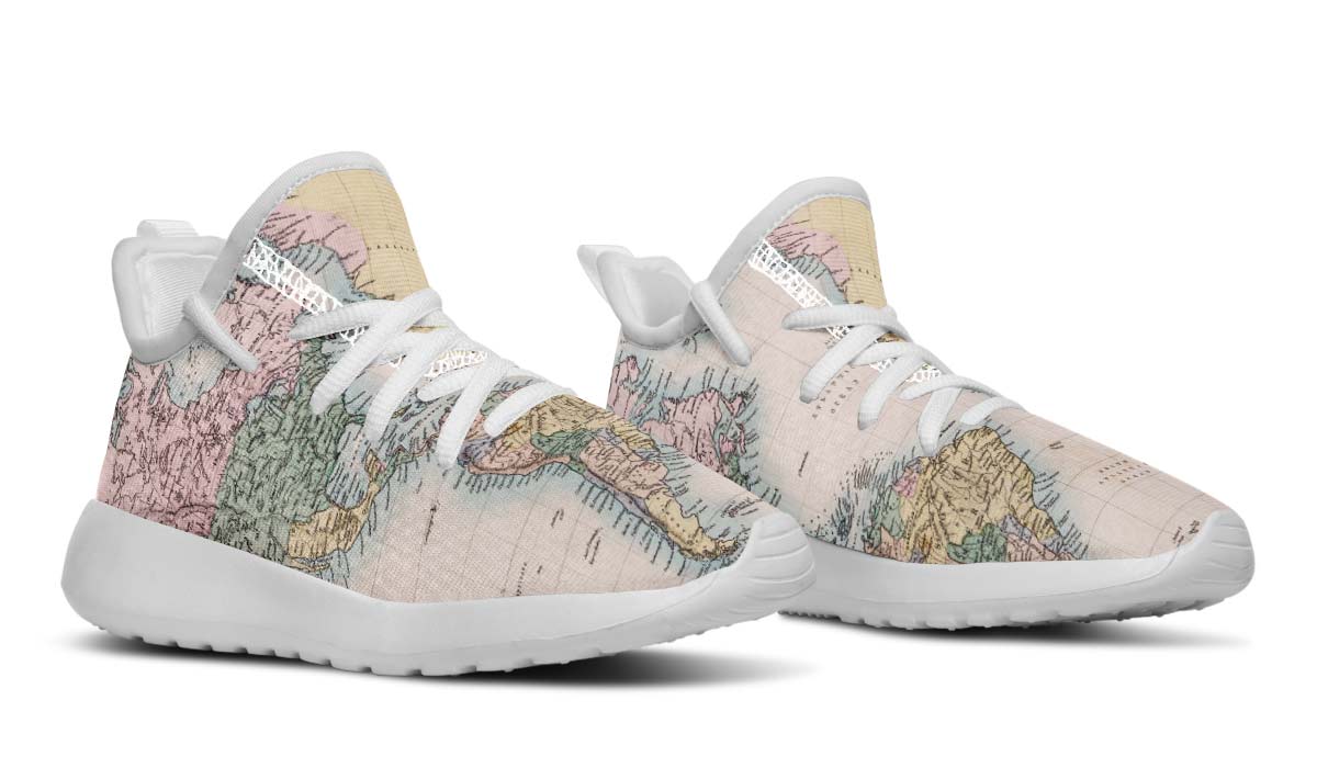 Vintage Geography Globe Kids Sneakers