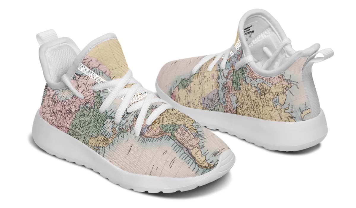 Vintage Geography Globe Kids Sneakers