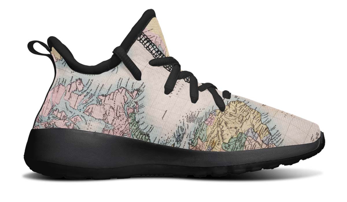 Vintage Geography Globe Kids Sneakers