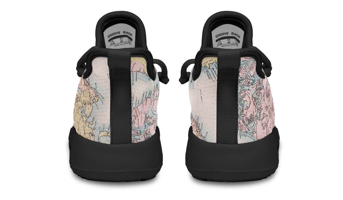 Vintage Geography Globe Kids Sneakers