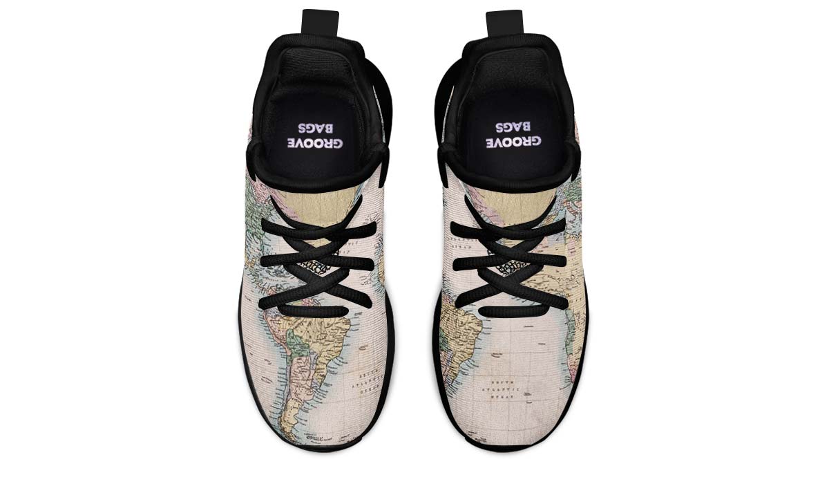 Vintage Geography Globe Kids Sneakers