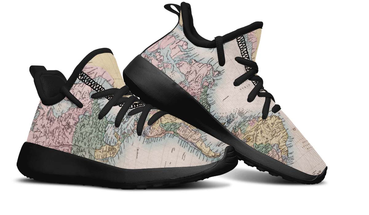 Vintage Geography Globe Kids Sneakers