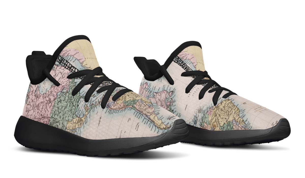 Vintage Geography Globe Kids Sneakers
