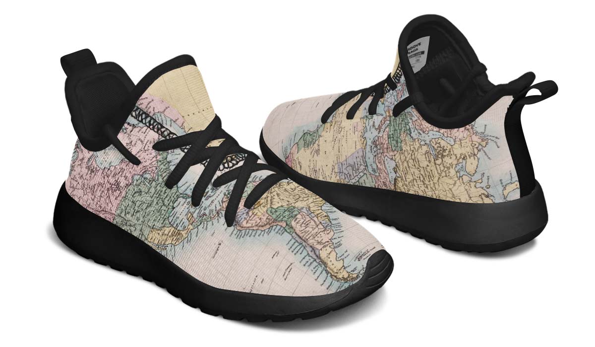 Vintage Geography Globe Kids Sneakers
