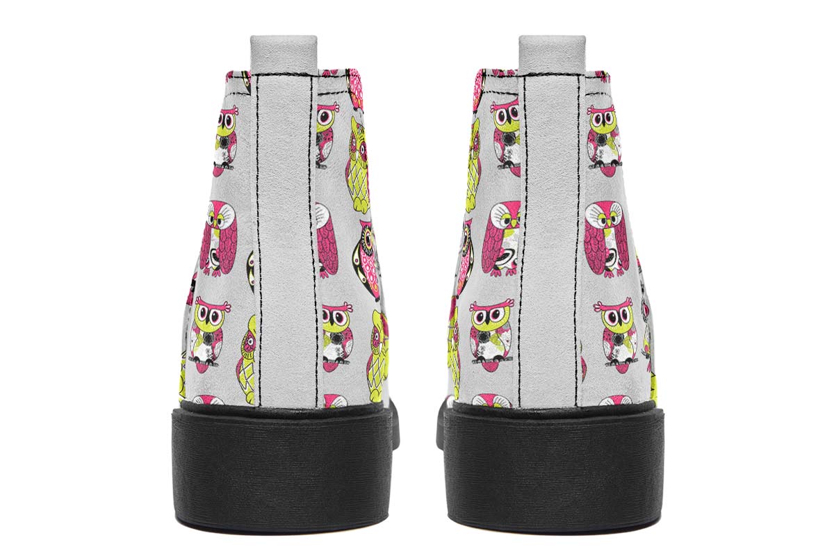 Colorful Owl Pattern Neat Vibe Boots