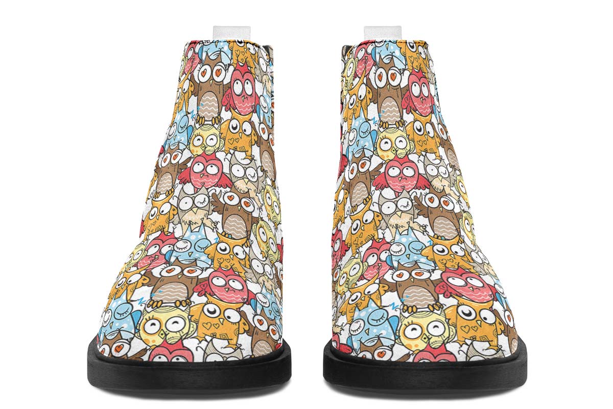 Silly Owl Pattern Neat Vibe Boots