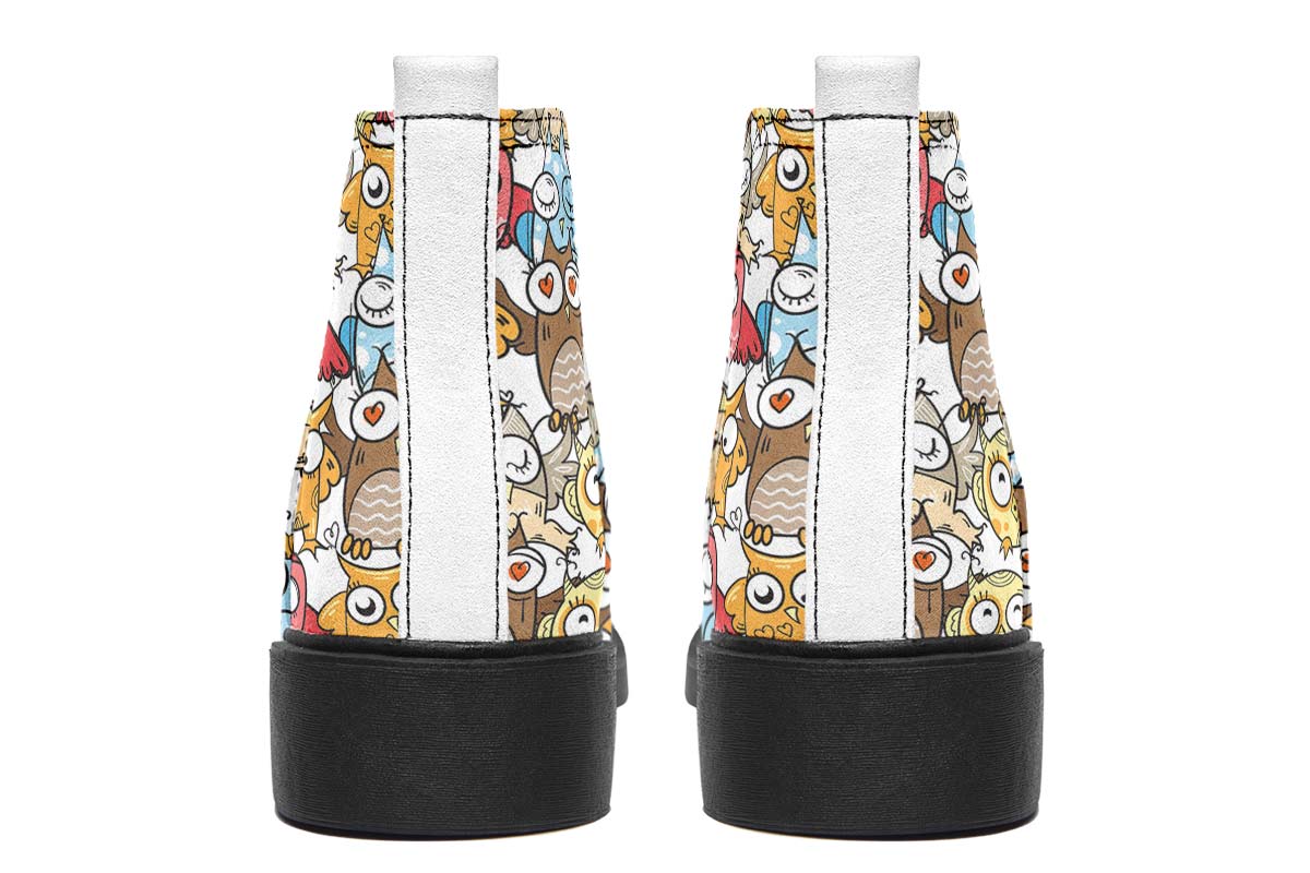 Silly Owl Pattern Neat Vibe Boots