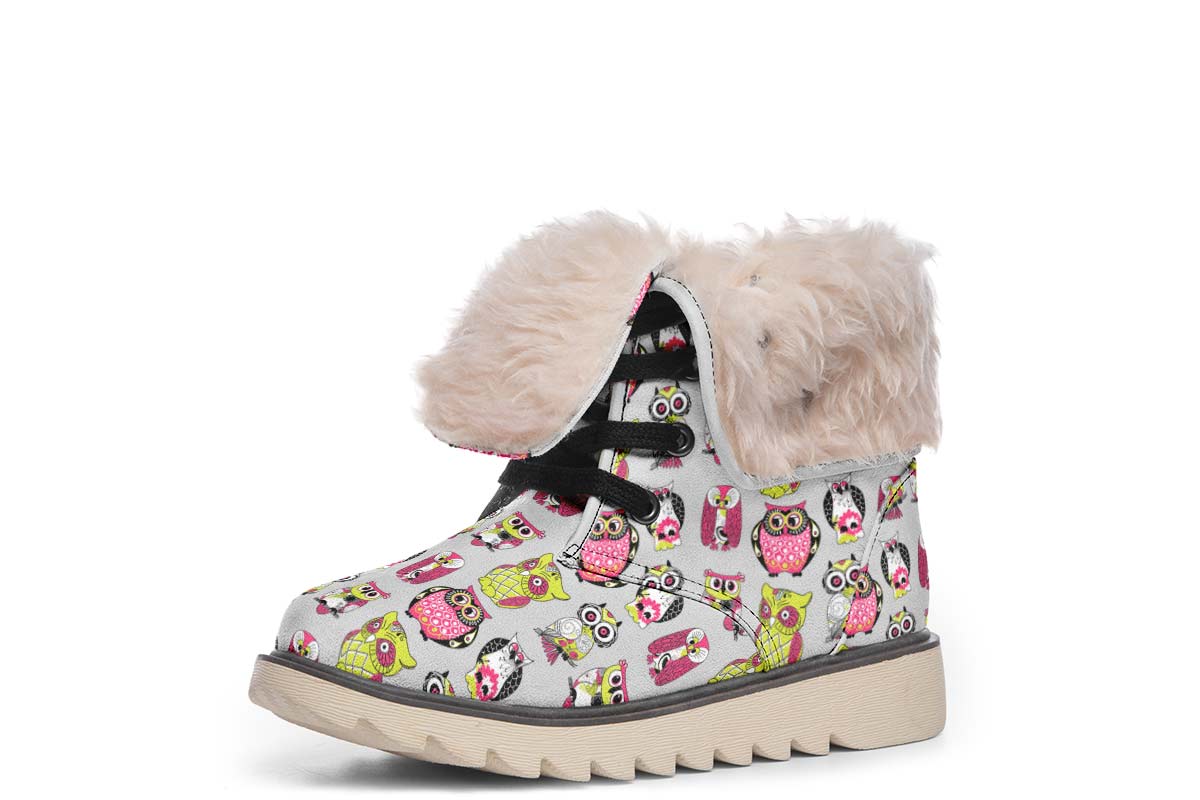 Colorful Owl Pattern Polar Vibe Boots