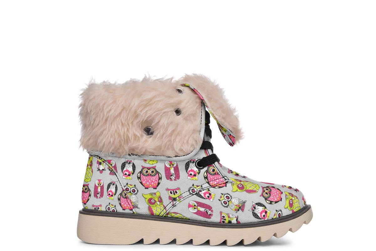 Colorful Owl Pattern Polar Vibe Boots