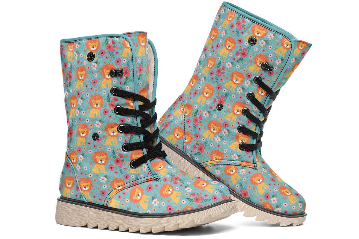 Cute Lion Pattern Polar Vibe Boots