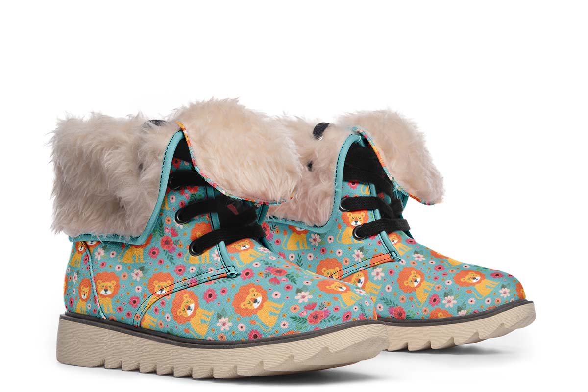 Cute Lion Pattern Polar Vibe Boots