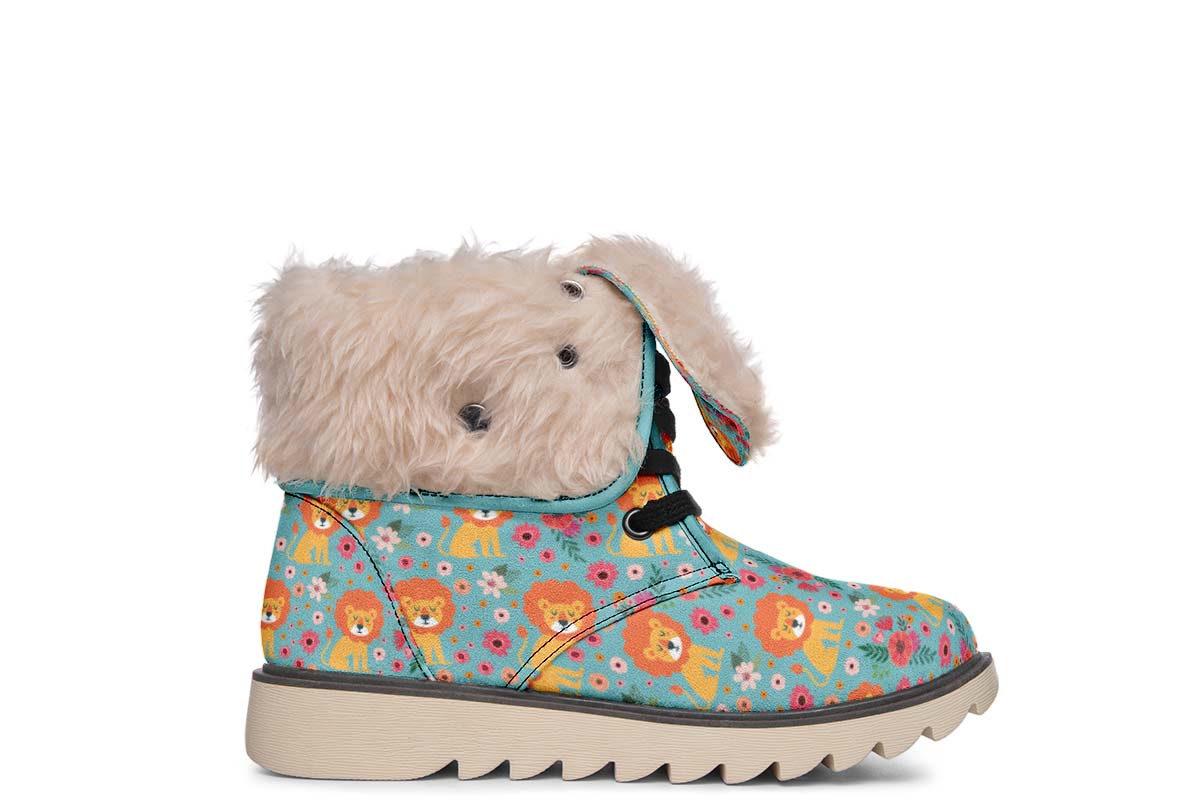 Cute Lion Pattern Polar Vibe Boots