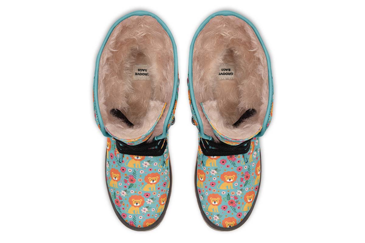Cute Lion Pattern Polar Vibe Boots