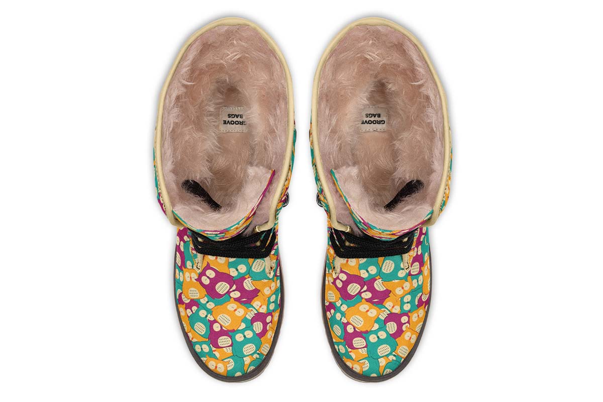 Cute Owl Pattern Polar Vibe Boots
