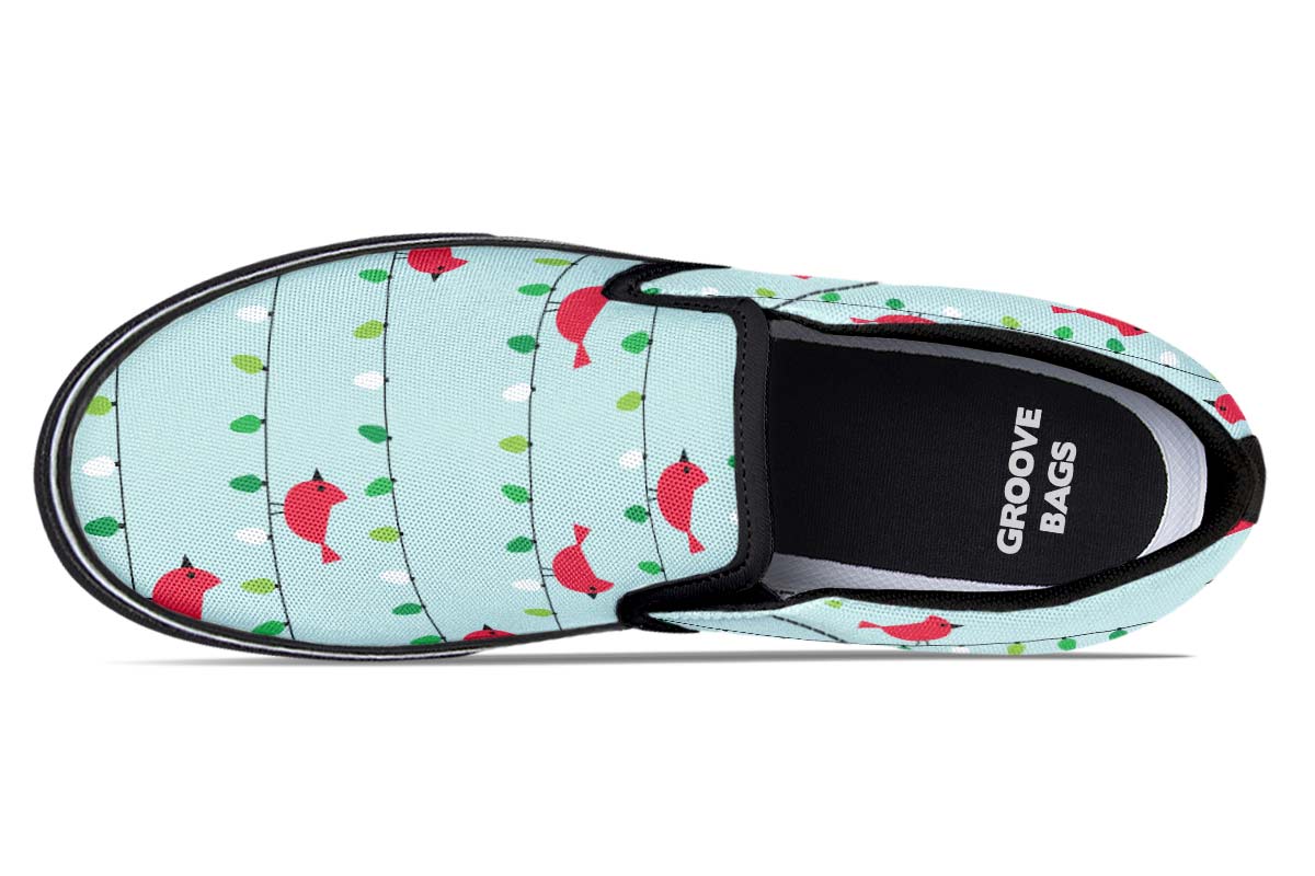 Birds On Christmas Lights Slip-On Shoes