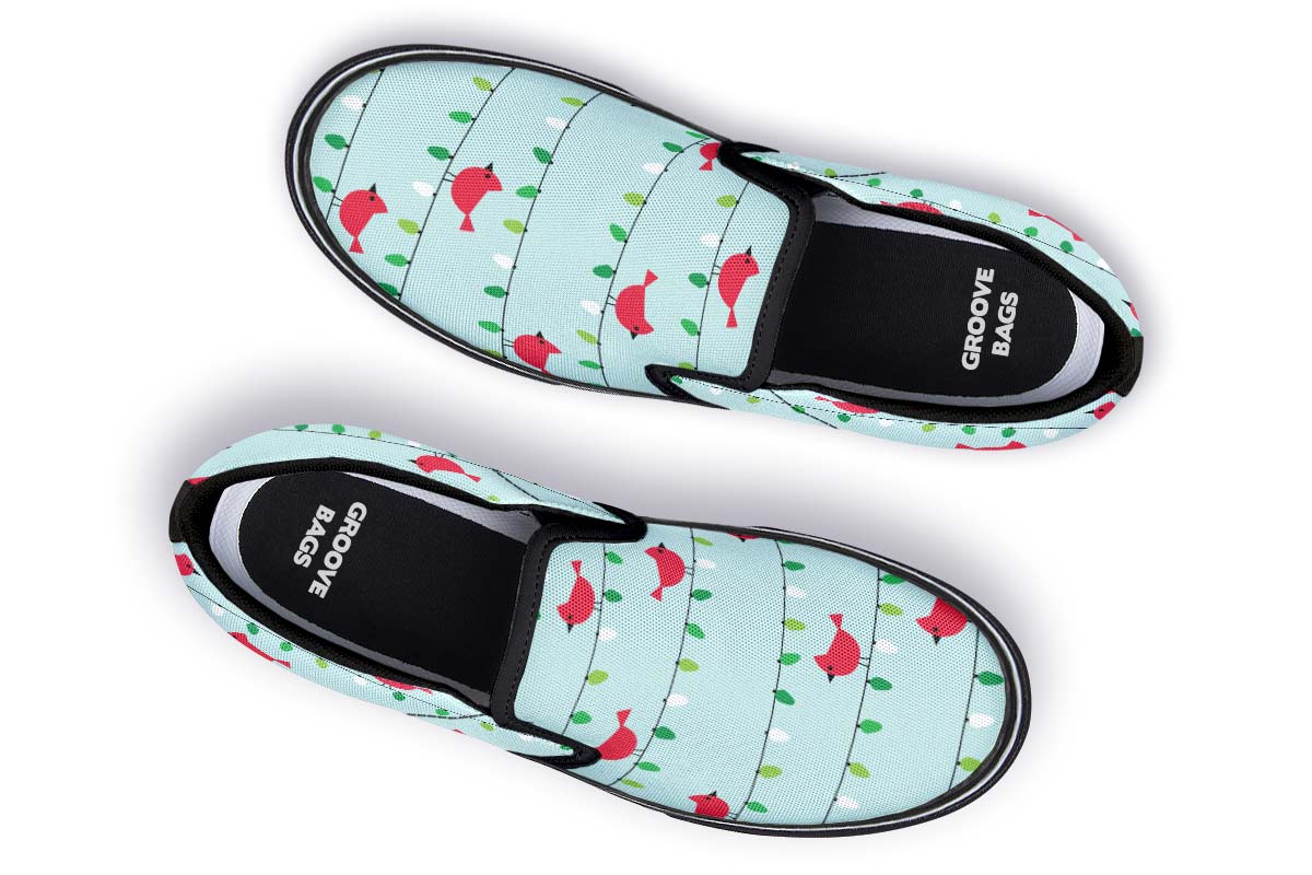 Birds On Christmas Lights Slip-On Shoes