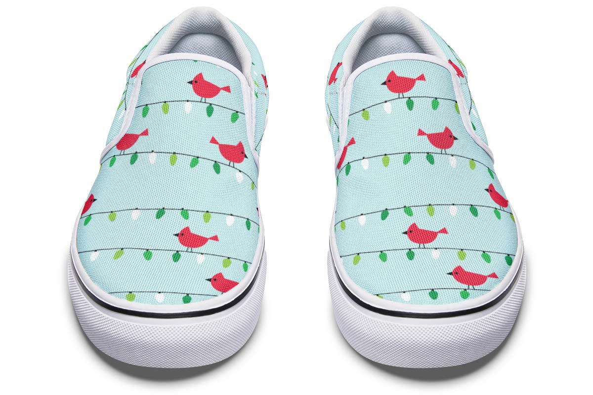 Birds On Christmas Lights Slip-On Shoes