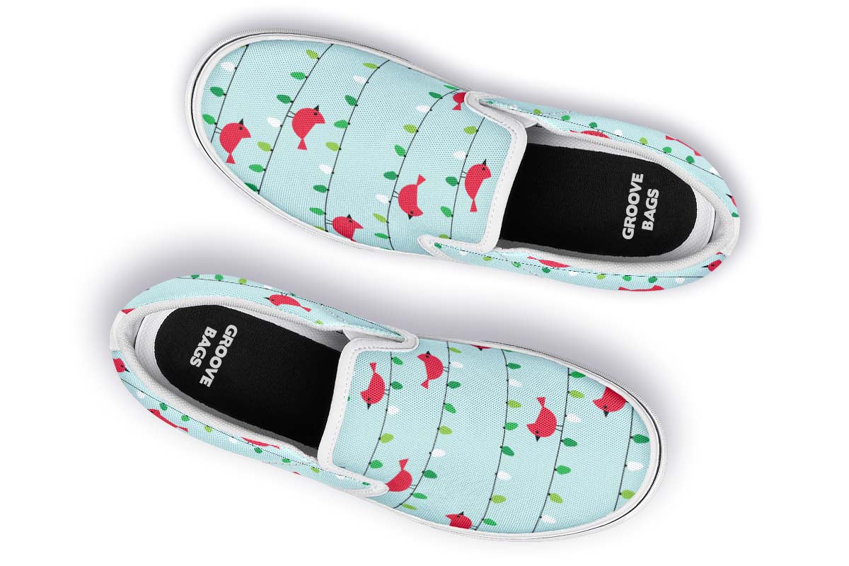 Birds On Christmas Lights Slip-On Shoes