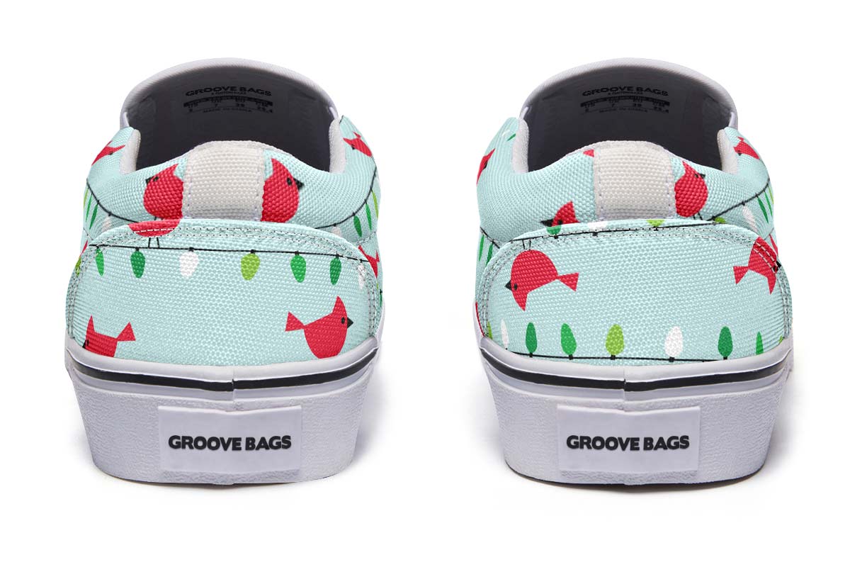 Birds On Christmas Lights Slip-On Shoes