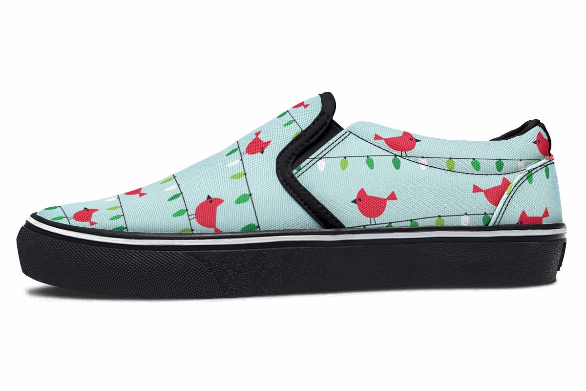Birds On Christmas Lights Slip-On Shoes