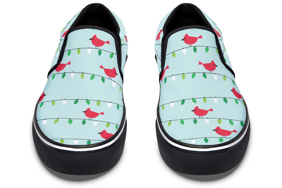 Birds On Christmas Lights Slip-On Shoes