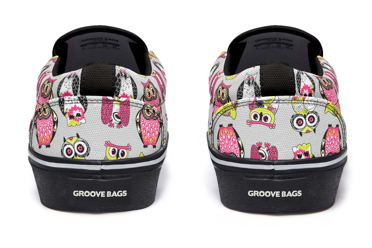 Colorful Owl Pattern Slip-On Shoes