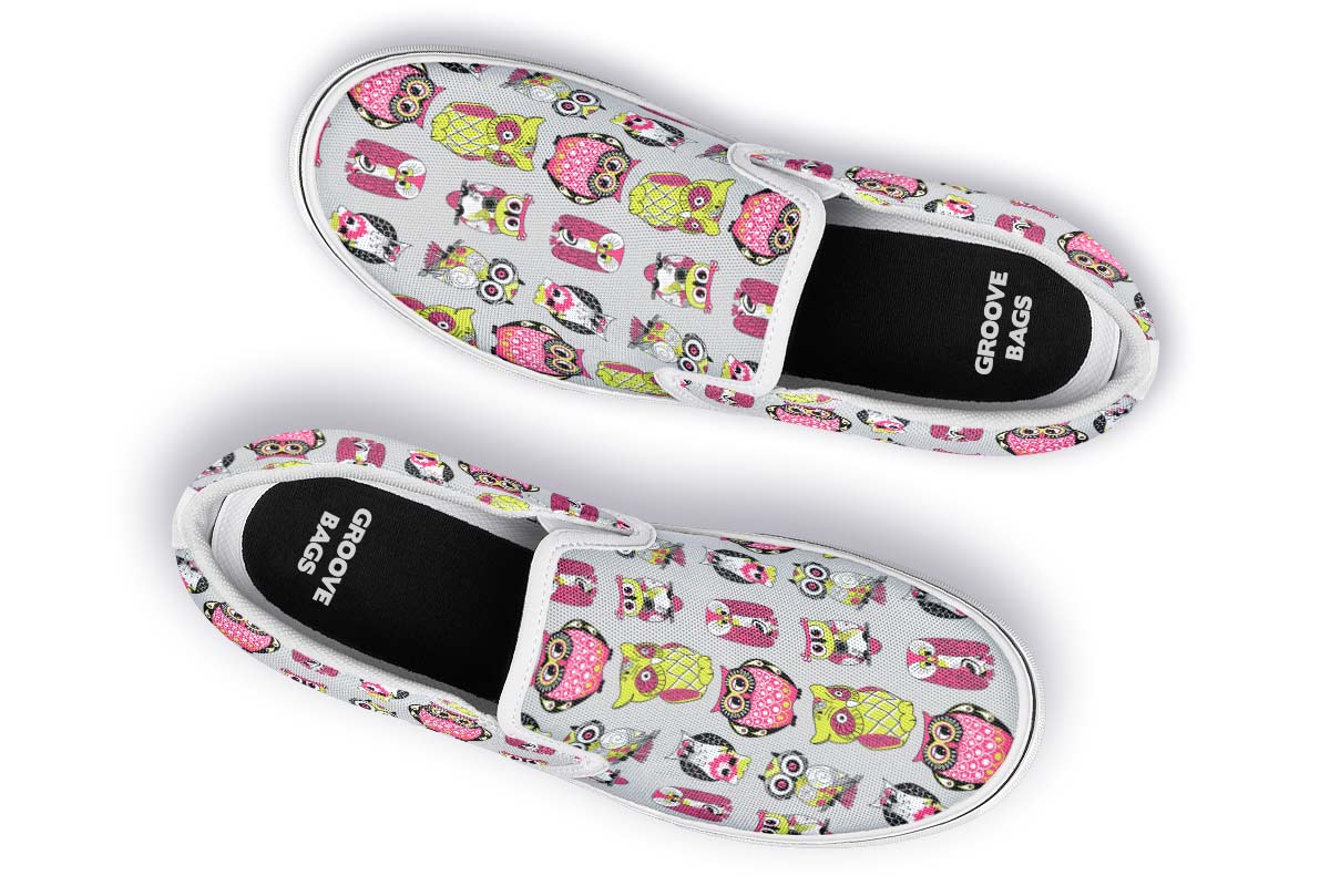 Colorful Owl Pattern Slip-On Shoes