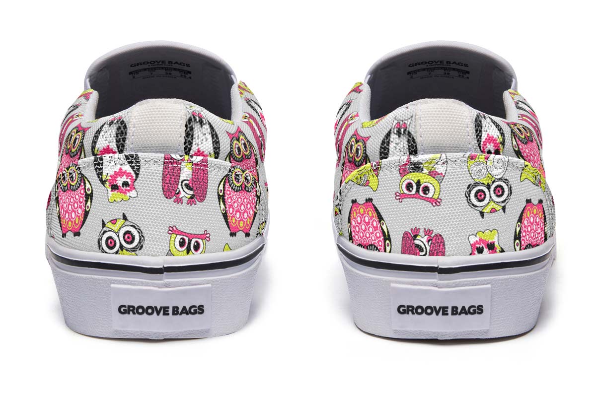 Colorful Owl Pattern Slip-On Shoes