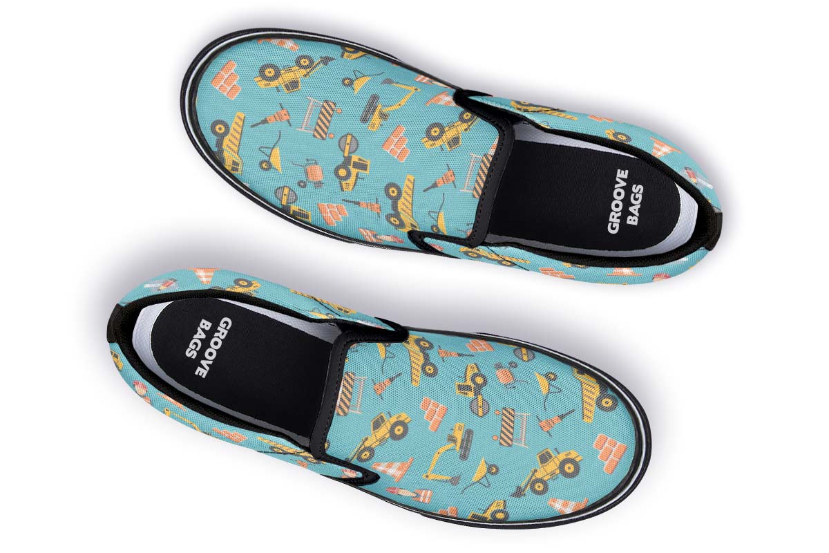 Construction Pattern Slip-On Shoes