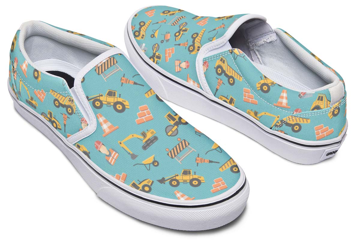 Construction Pattern Slip-On Shoes
