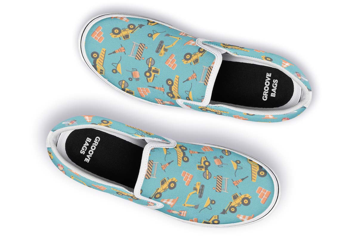 Construction Pattern Slip-On Shoes