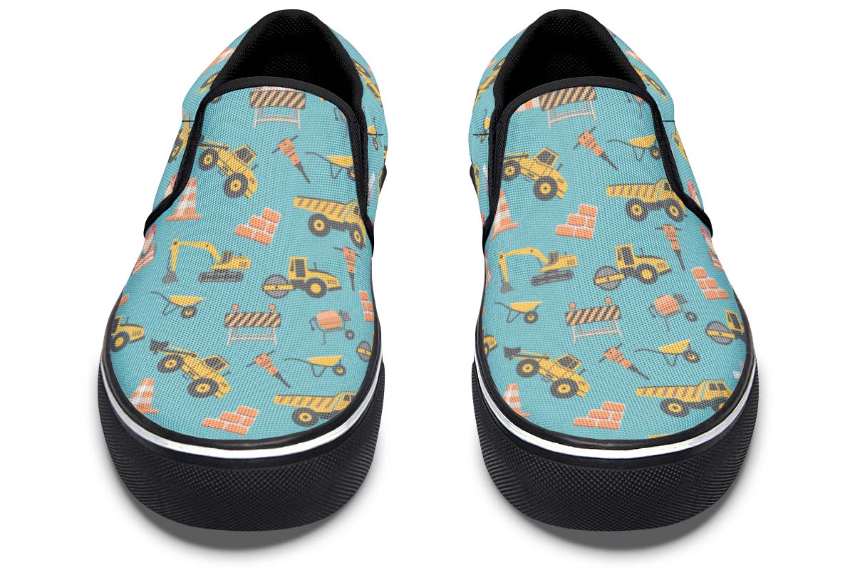 Construction Pattern Slip-On Shoes
