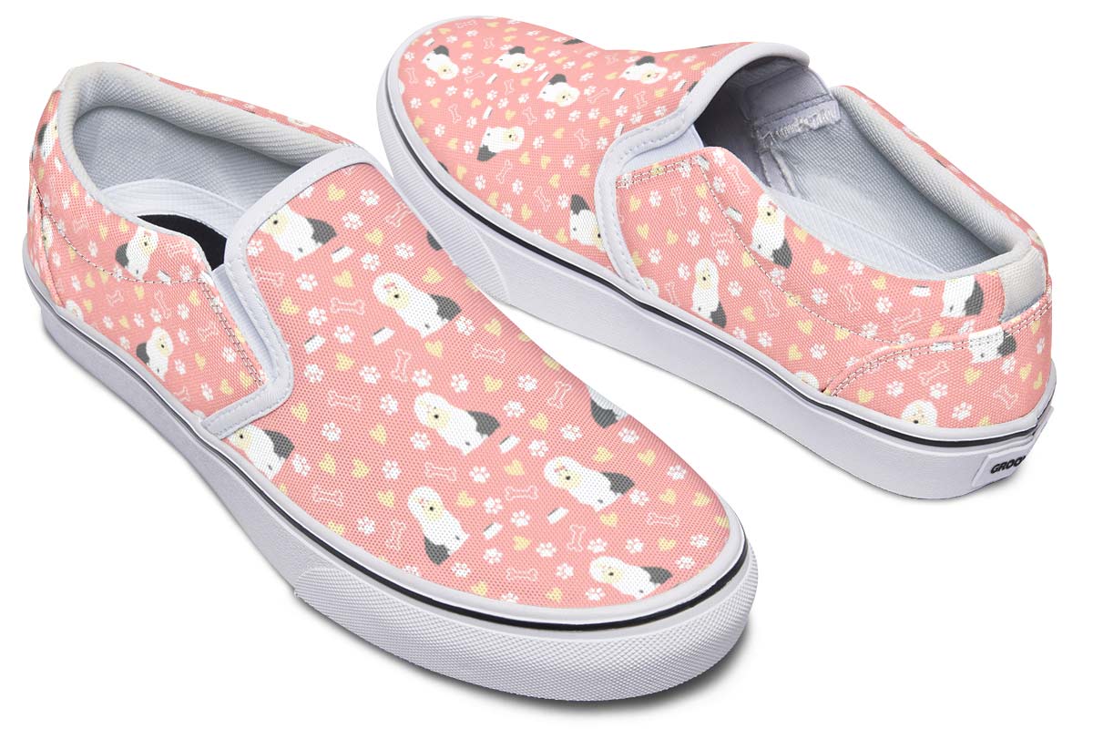 Cute Old English Sheepdog Slip-On Shoes
