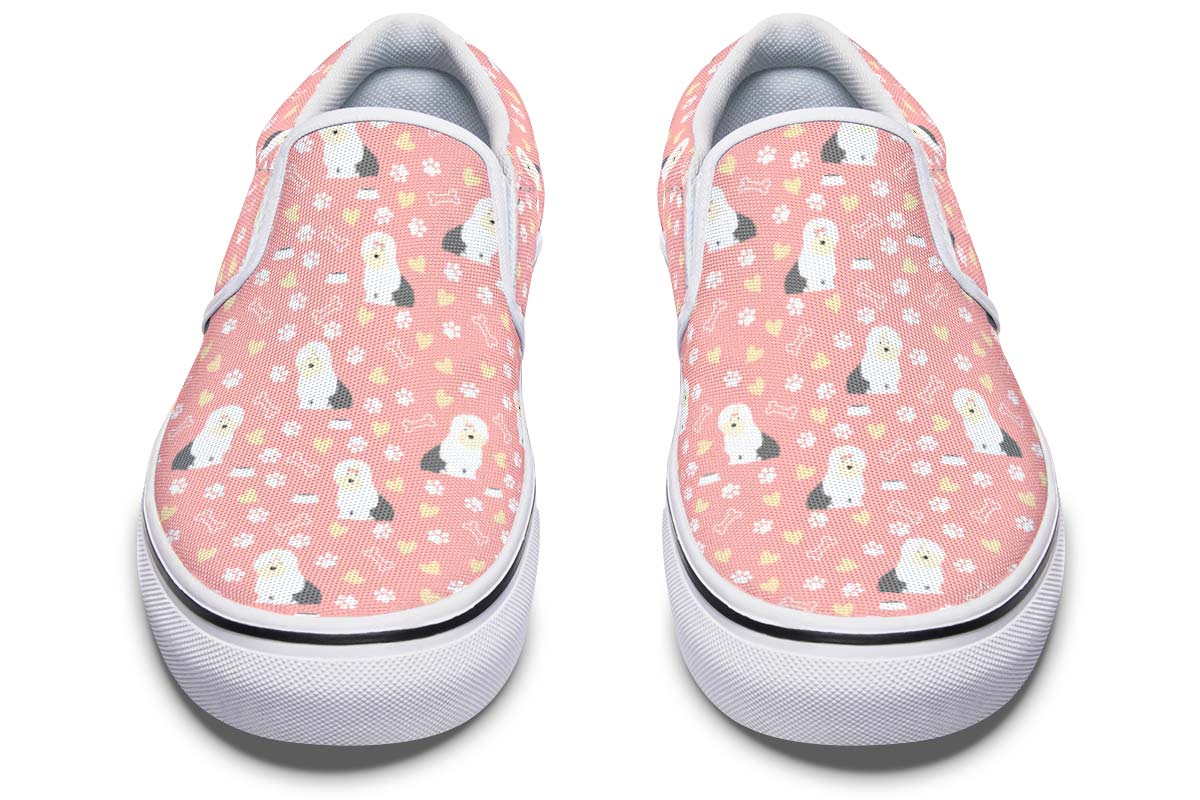 Cute Old English Sheepdog Slip-On Shoes