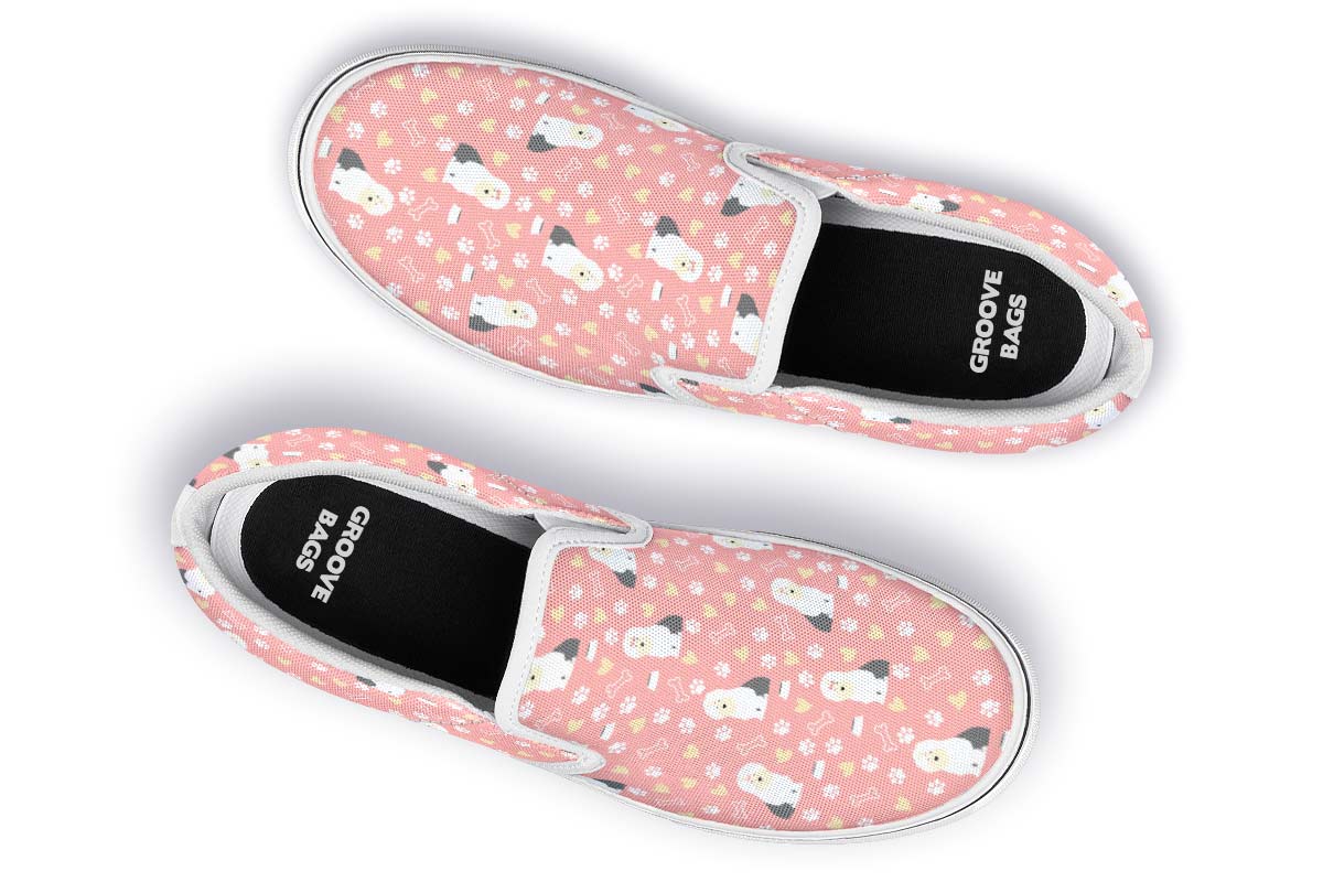 Cute Old English Sheepdog Slip-On Shoes