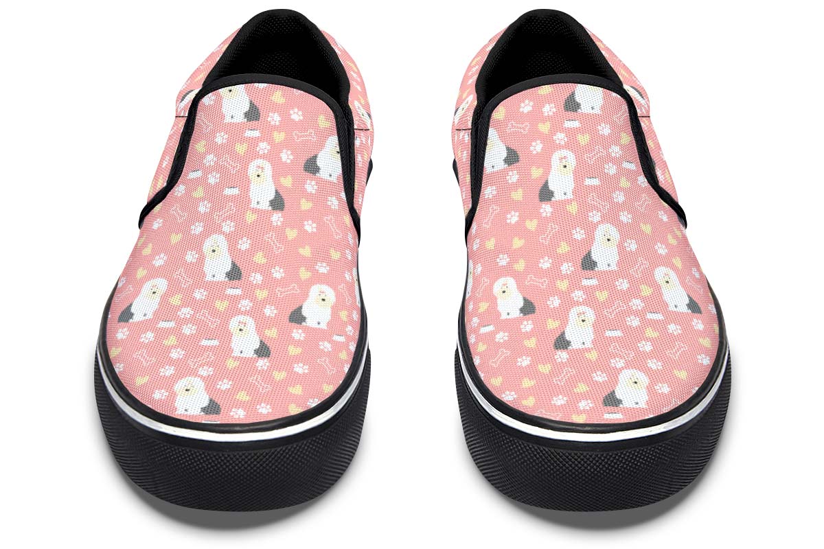 Cute Old English Sheepdog Slip-On Shoes