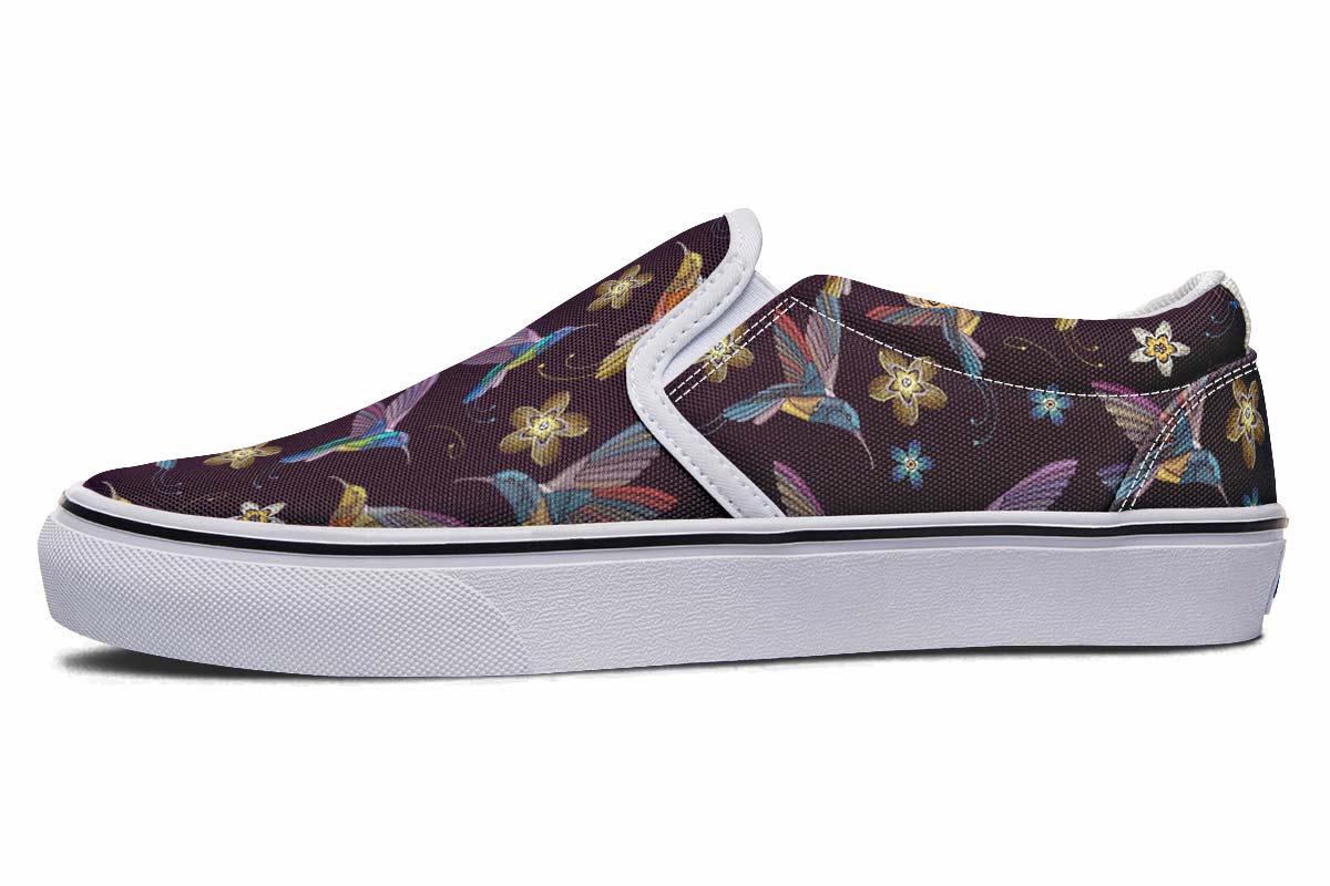 Embroidery Hummingbirds Slip-On Shoes