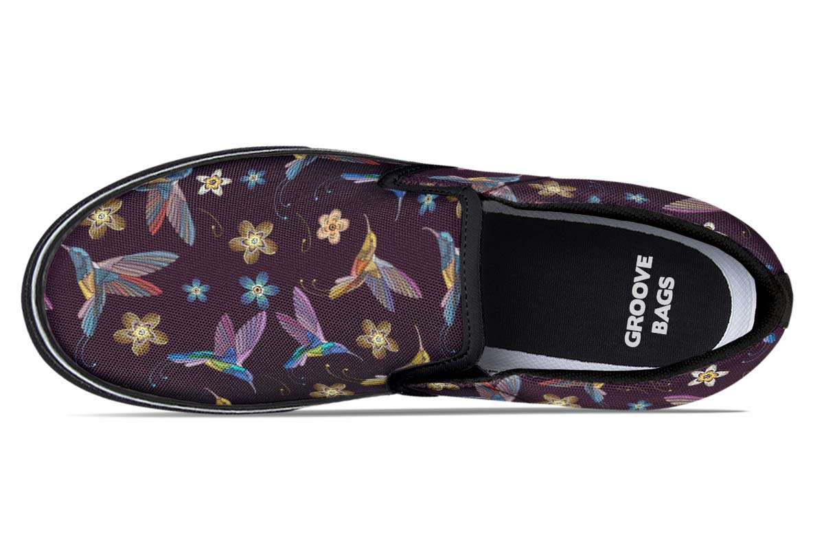 Embroidery Hummingbirds Slip-On Shoes