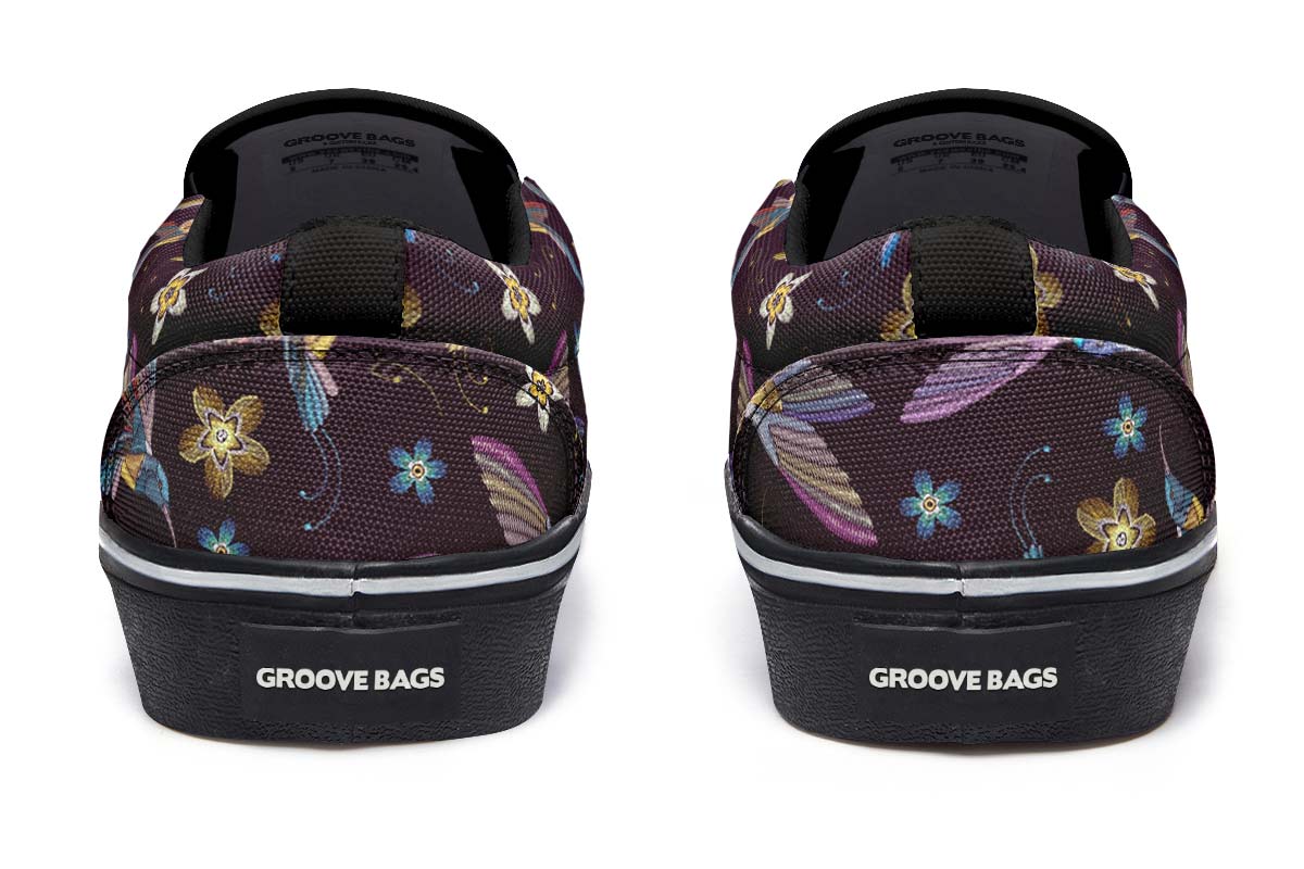 Embroidery Hummingbirds Slip-On Shoes