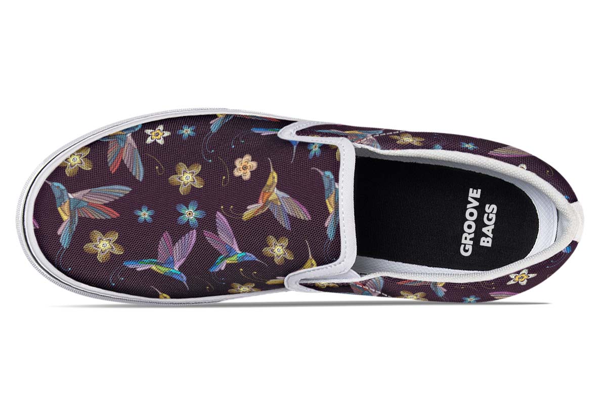 Embroidery Hummingbirds Slip-On Shoes