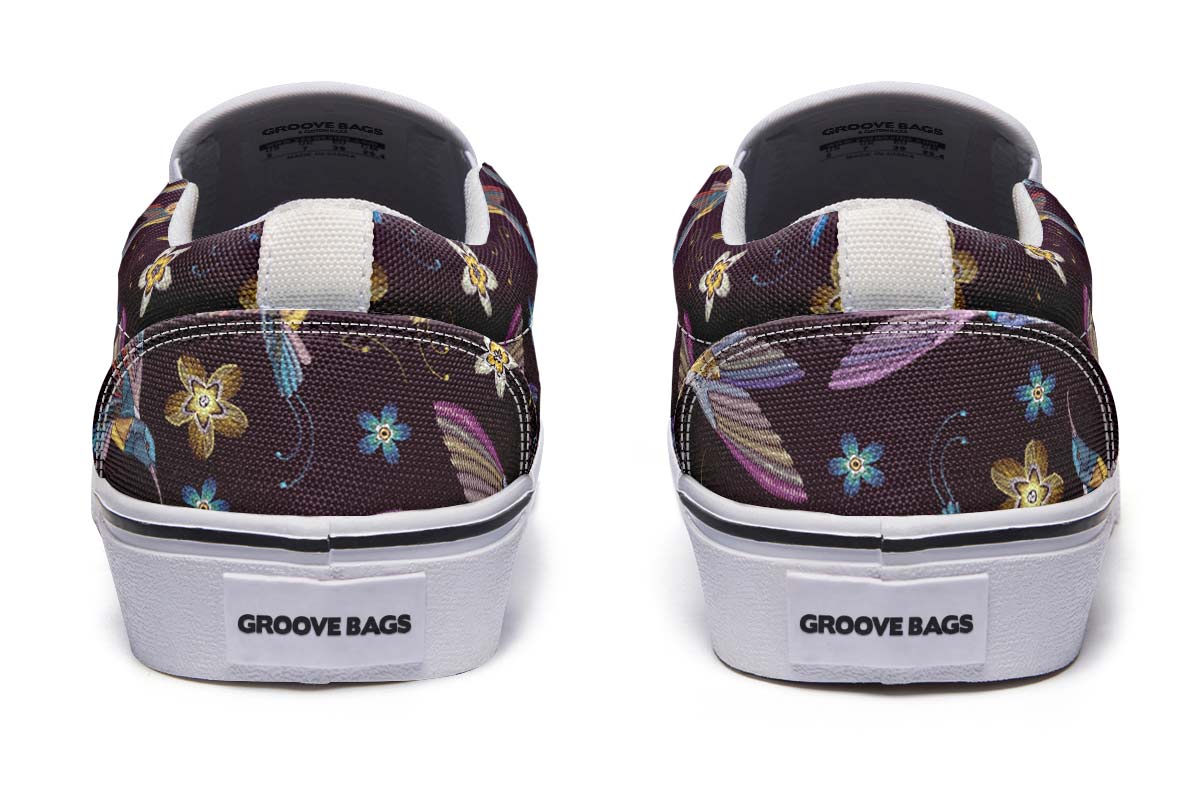 Embroidery Hummingbirds Slip-On Shoes