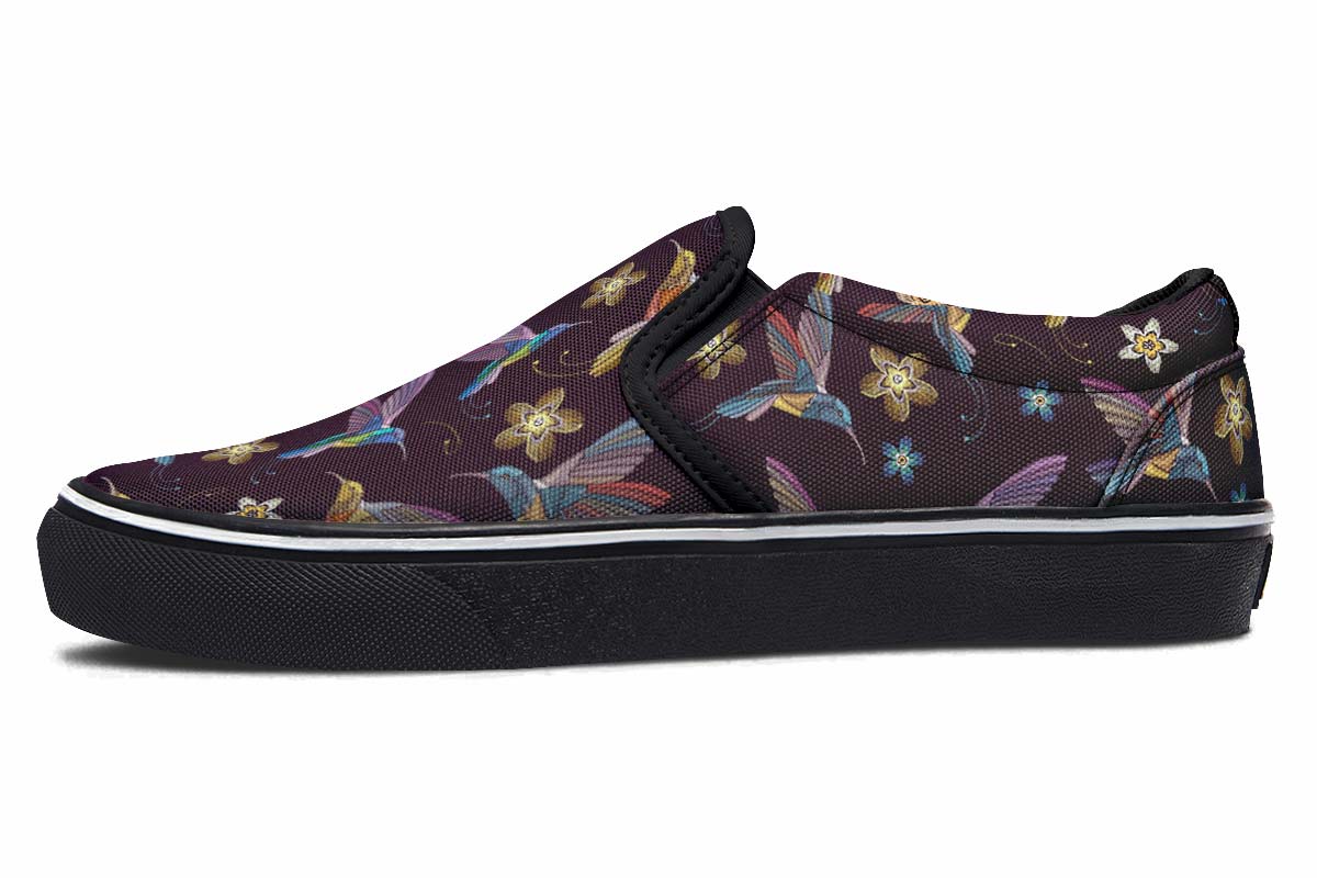 Embroidery Hummingbirds Slip-On Shoes