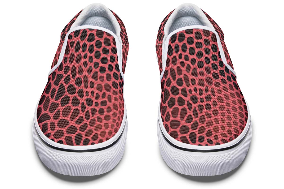 Pink Reptile Design Slip-On Shoes