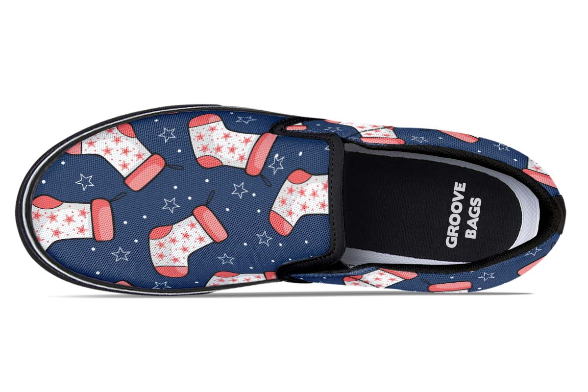 Red And Blue Stockings Slip-On Shoes