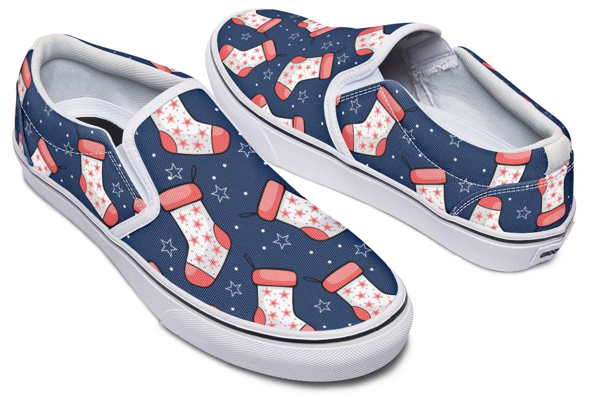 Red And Blue Stockings Slip-On Shoes