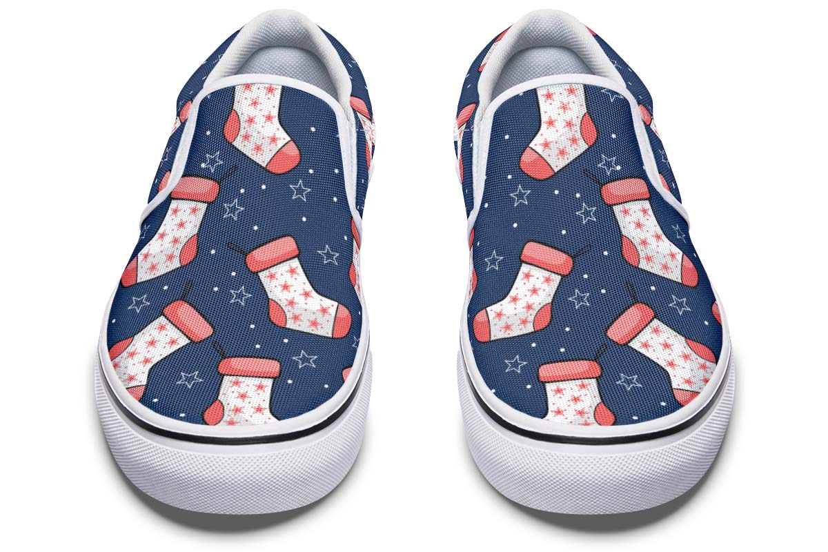 Red And Blue Stockings Slip-On Shoes